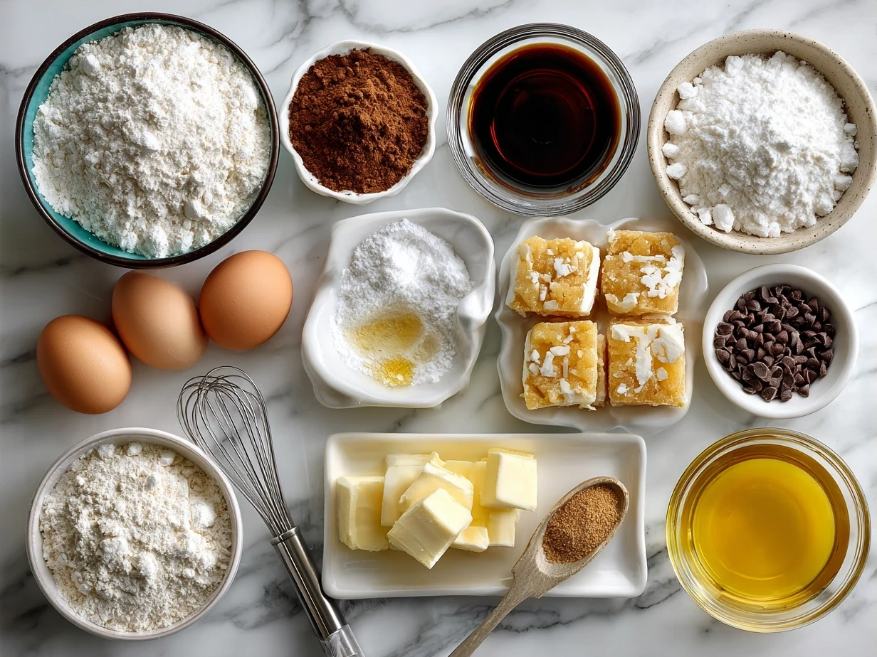 Ingredients for Stained Glass Cookies including butter, sugar, eggs, vanilla, flour, baking powder, salt and hard candies.