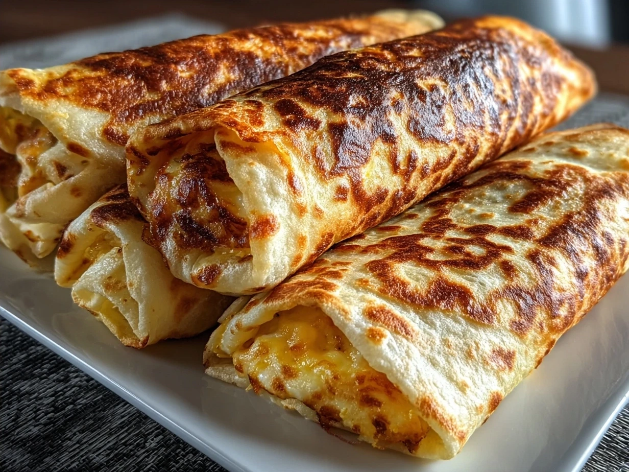 Finished tortilla roll-ups arranged on a platter, ready to serve.