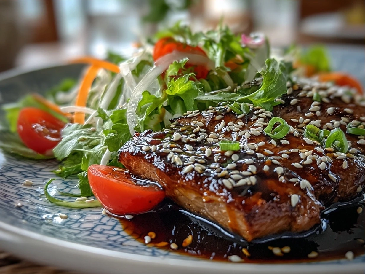Final homemade balsamic vinaigrette served over fresh salad greens