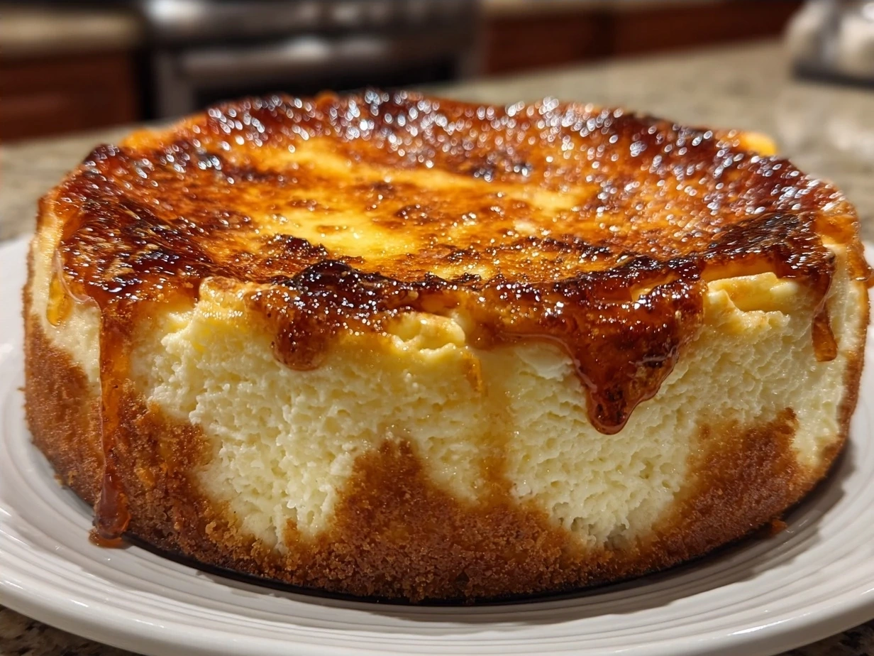 A delicious slice of Brown Butter Cheesecake on a plate with a fork