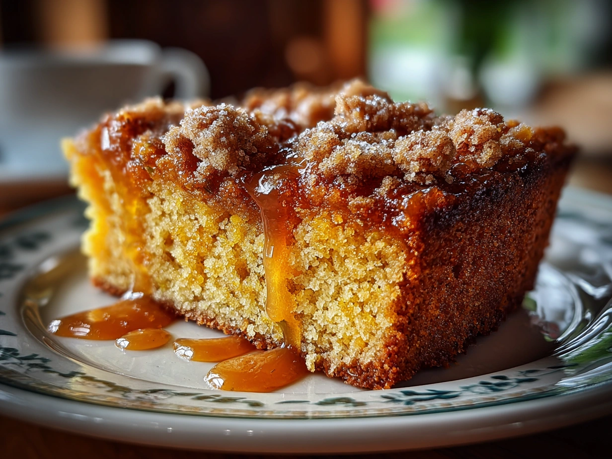 Final slice of Butternut Squash-Apple Coffee Cake on a plate ready to enjoy