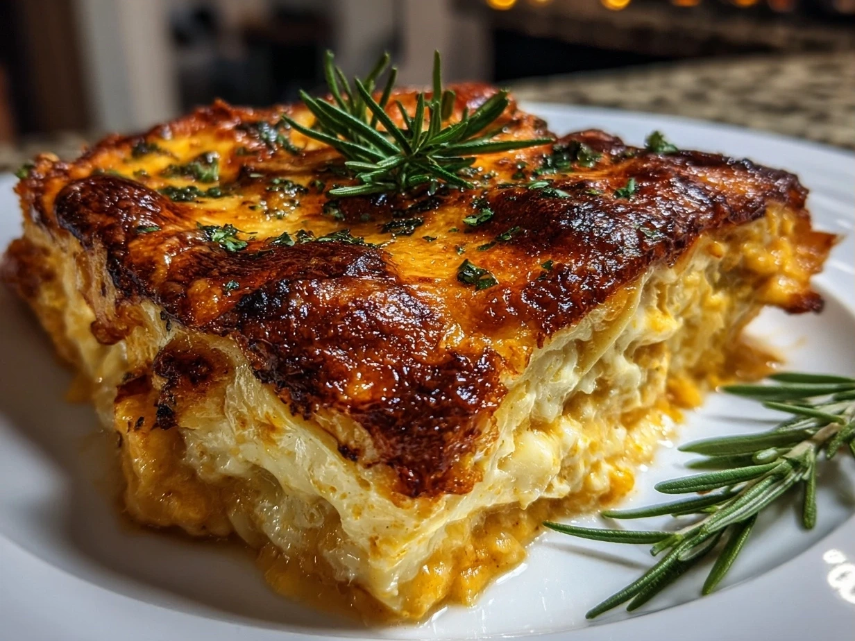 Finished Butternut Squash Lasagna fresh out of the oven