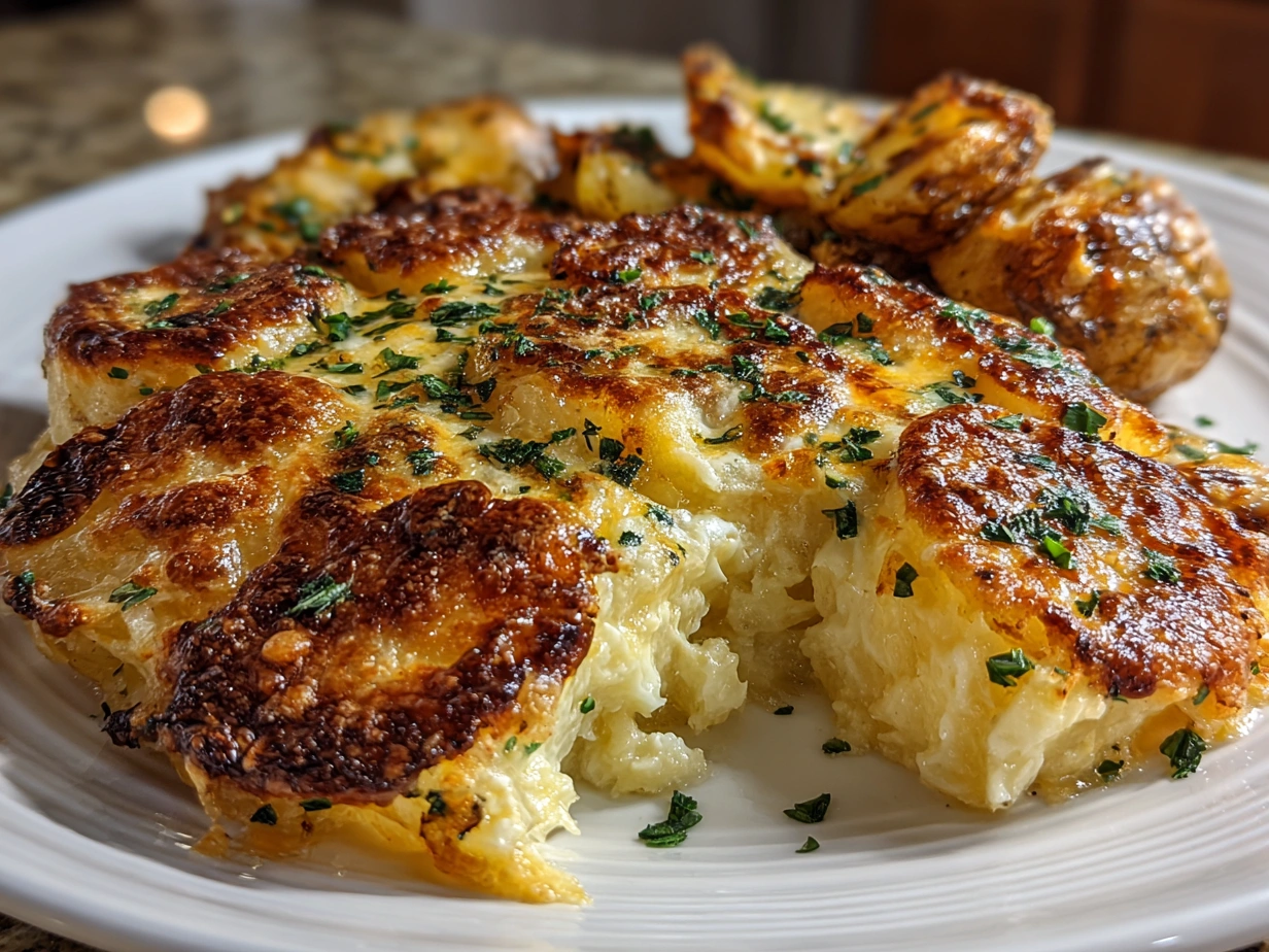 Cheesy Au Gratin Potatoes Recipe served on a plate