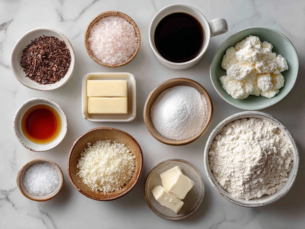 Ingredients for Cherry Blossom Cookies laid out neatly