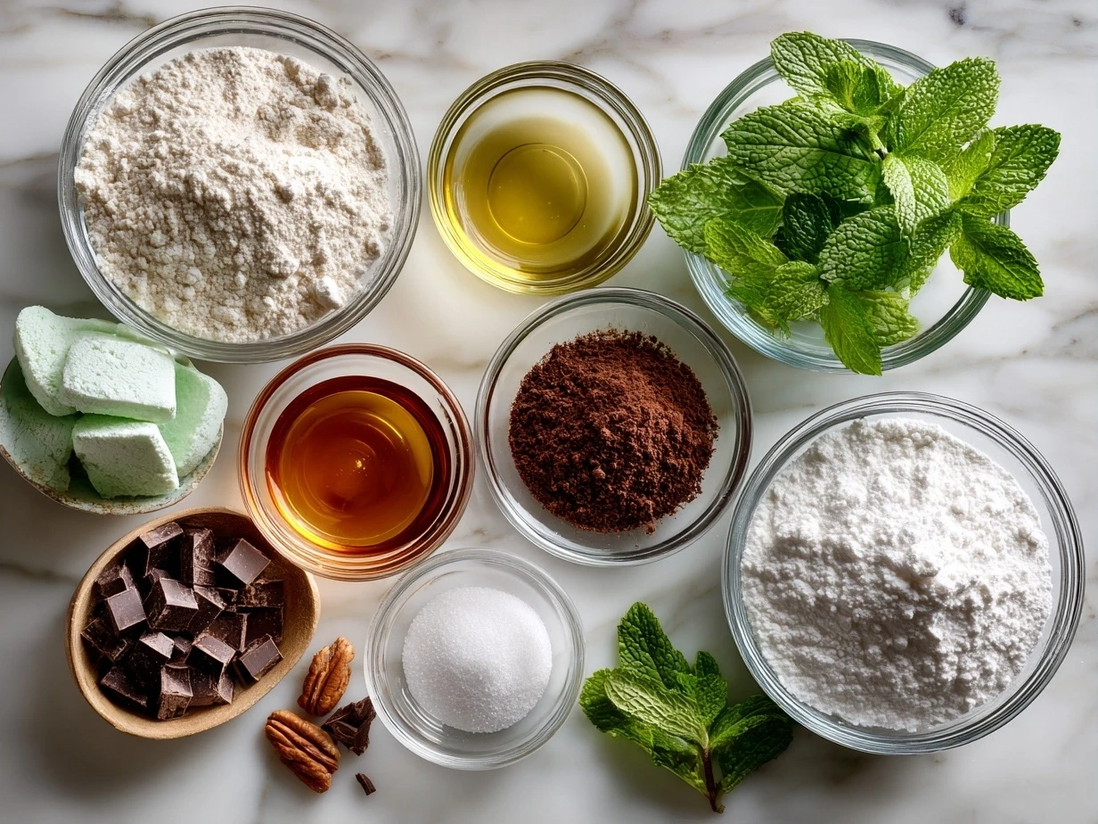 Ingredients for making Chocolate Mint Pie laid out on a table