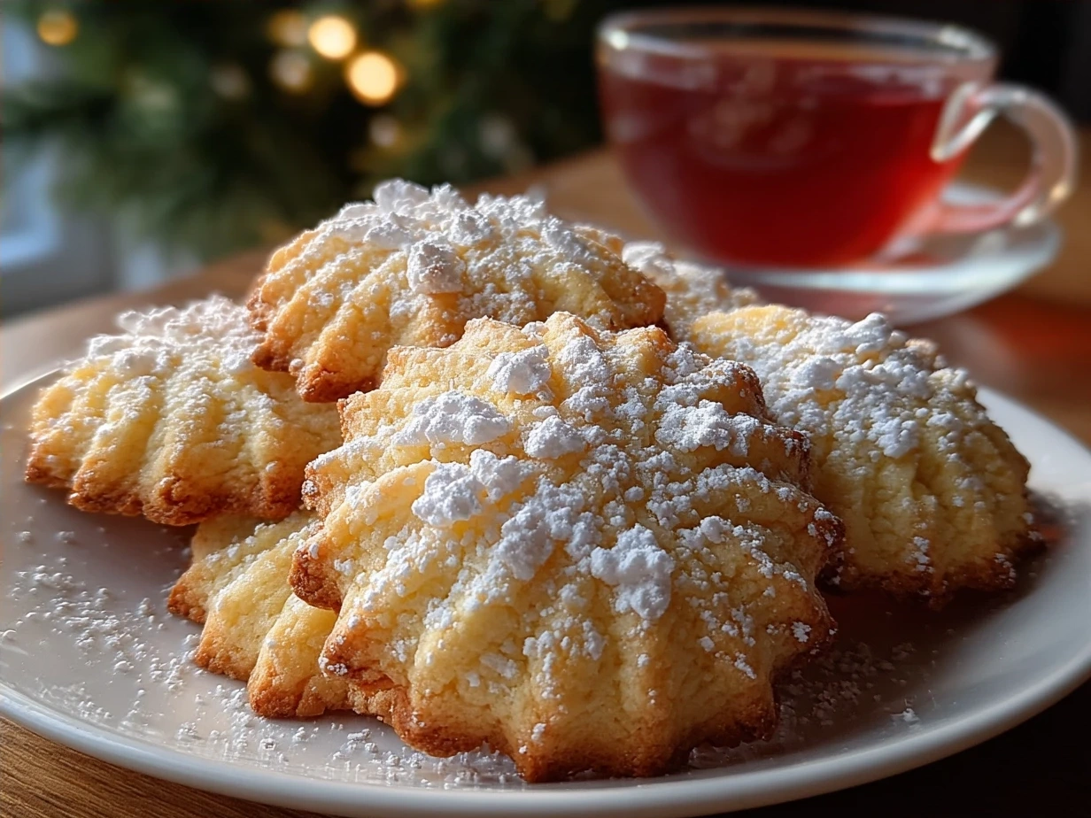 Finished Christmas Cookies with Orange Juice on a festive plate
