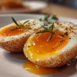 Close-up of a perfectly marinated Ramen Egg