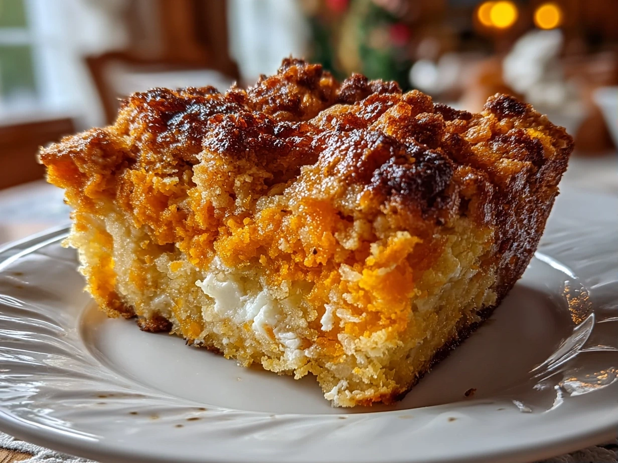 Close-up of homemade sweet potato casserole
