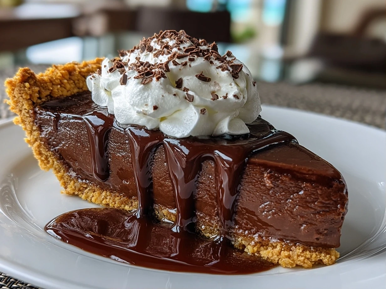 Decadent Slice of Triple Chocolate Pie