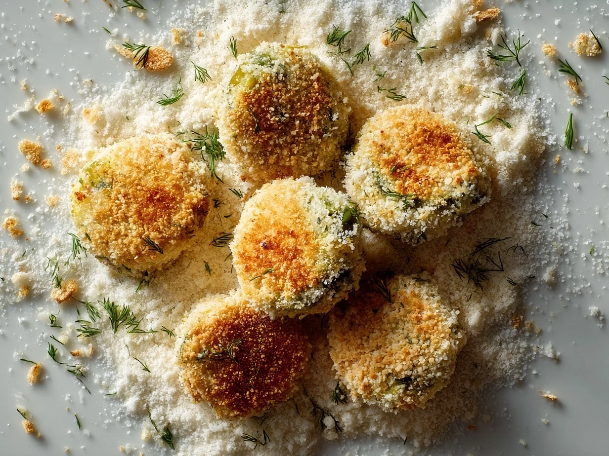 Ingredients laid out for making Dill Pickle Parmesan Chicken including chicken breasts, Parmesan, breadcrumbs, and seasonings