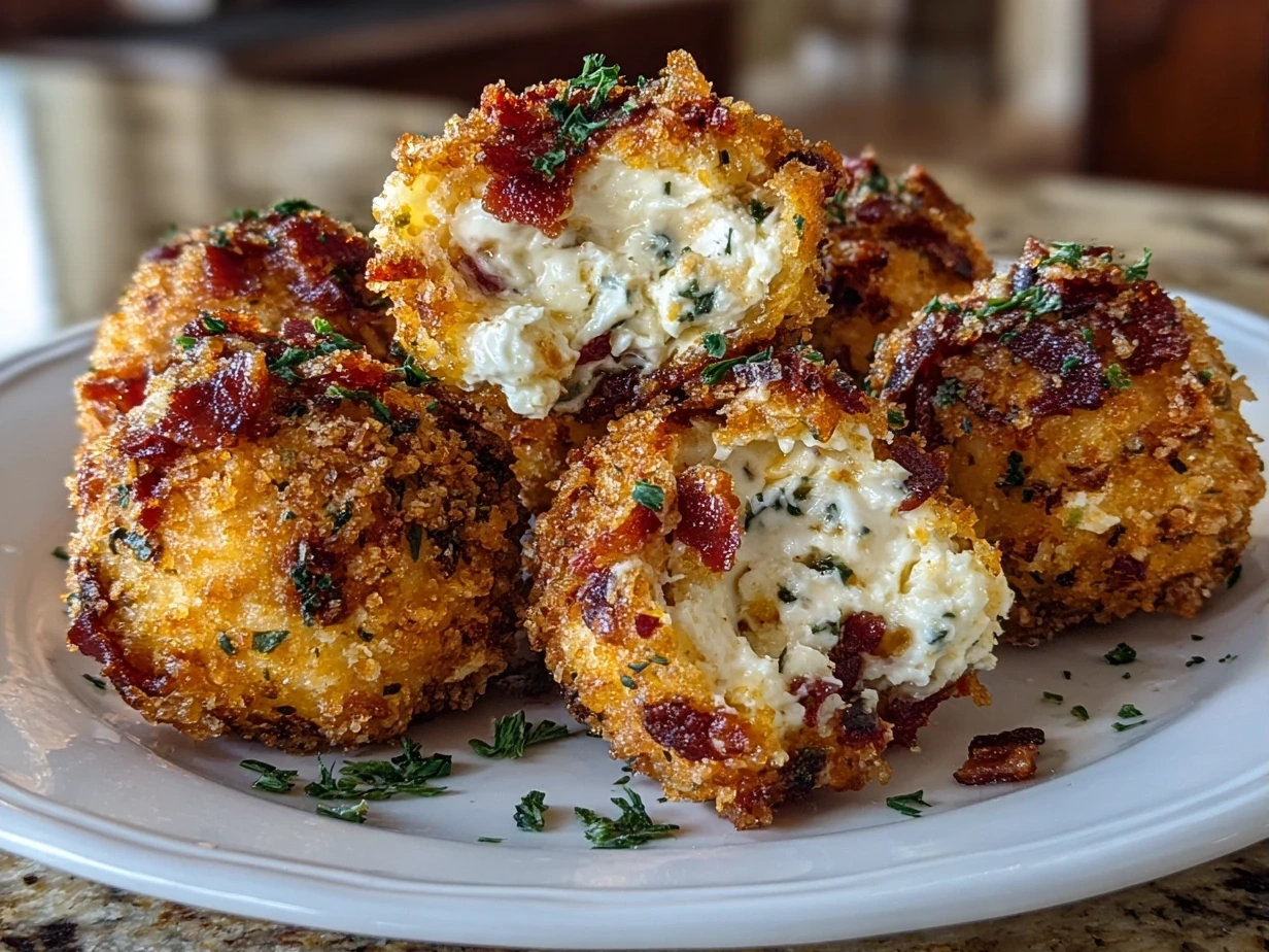 Bacon Jalapeño Cream Cheese Balls arranged on a serving dish