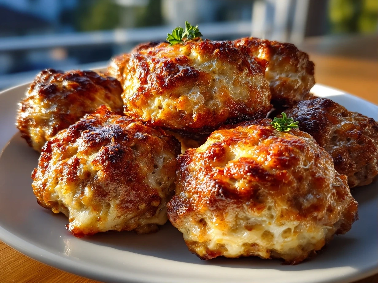 A final shot of some delicious Cheesy Rotel Sausage Balls