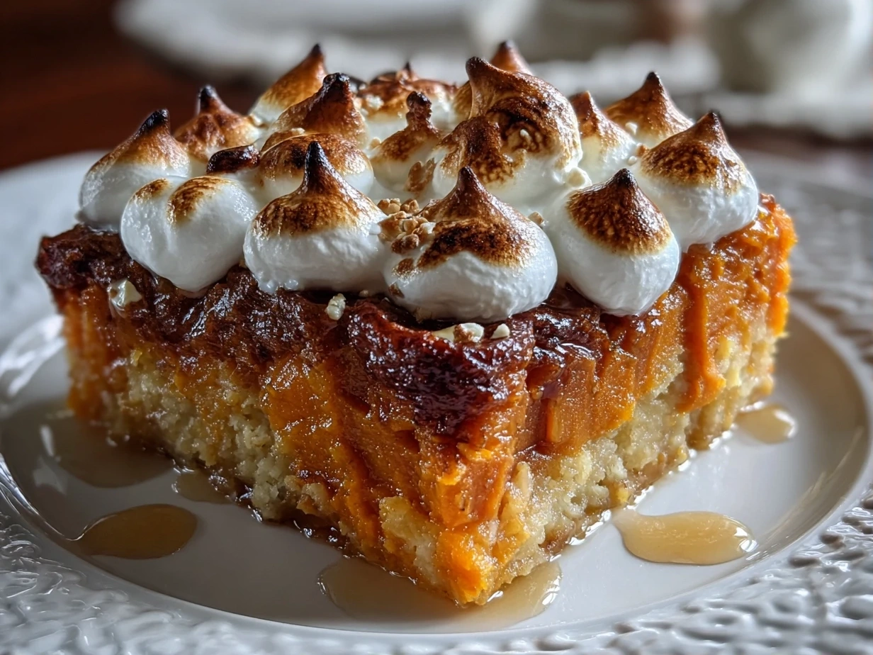 Final shot of a perfectly baked Southern Maple Sweet Potato Casserole.
