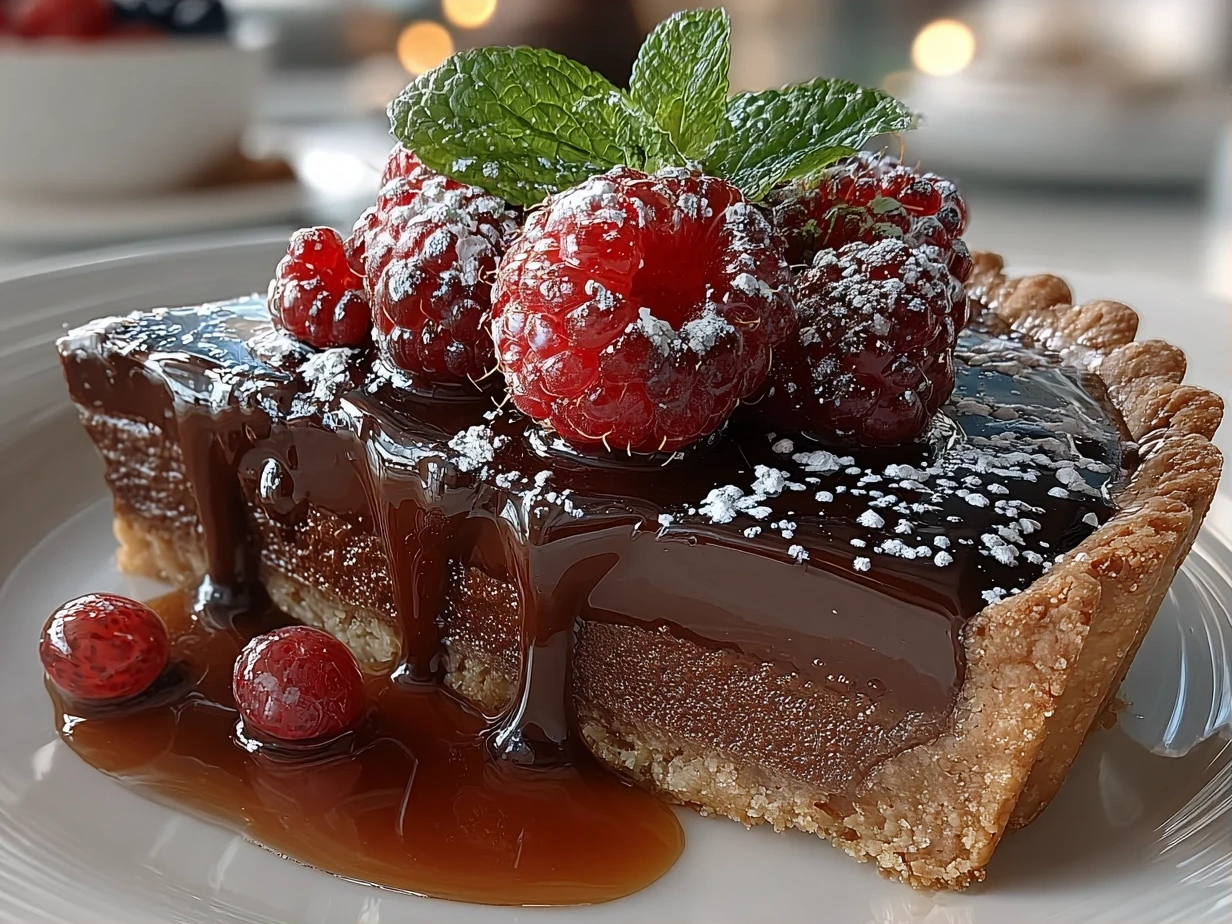 Finished Triple Chocolate Pie, sliced and ready to serve