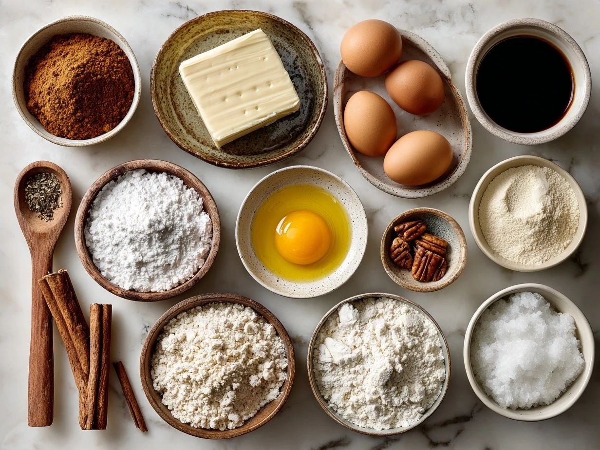 Ingredients for French Toast Bake recipe including bread, eggs, milk, cinnamon and sugar