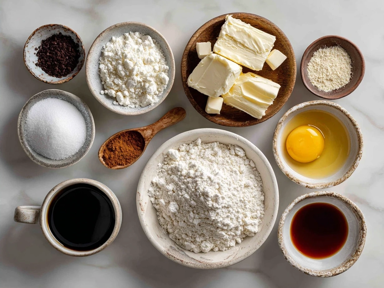 Ingredients for French Toast Casserole laid out on a kitchen counter