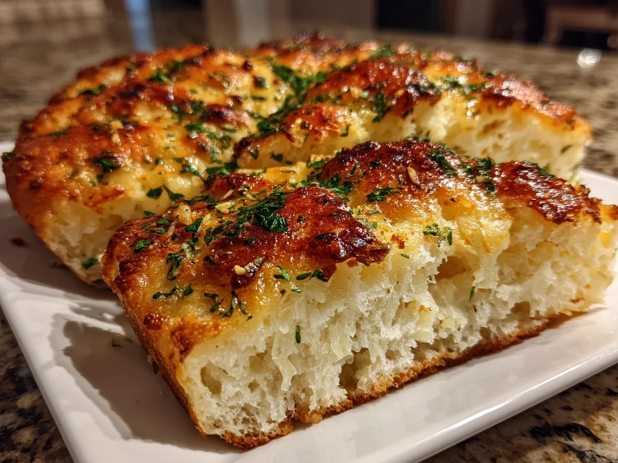 Freshly Baked Garlic Parmesan Focaccia