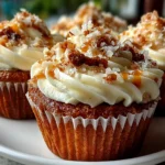 Freshly prepared Toffee Crunch Cupcakes on white plate