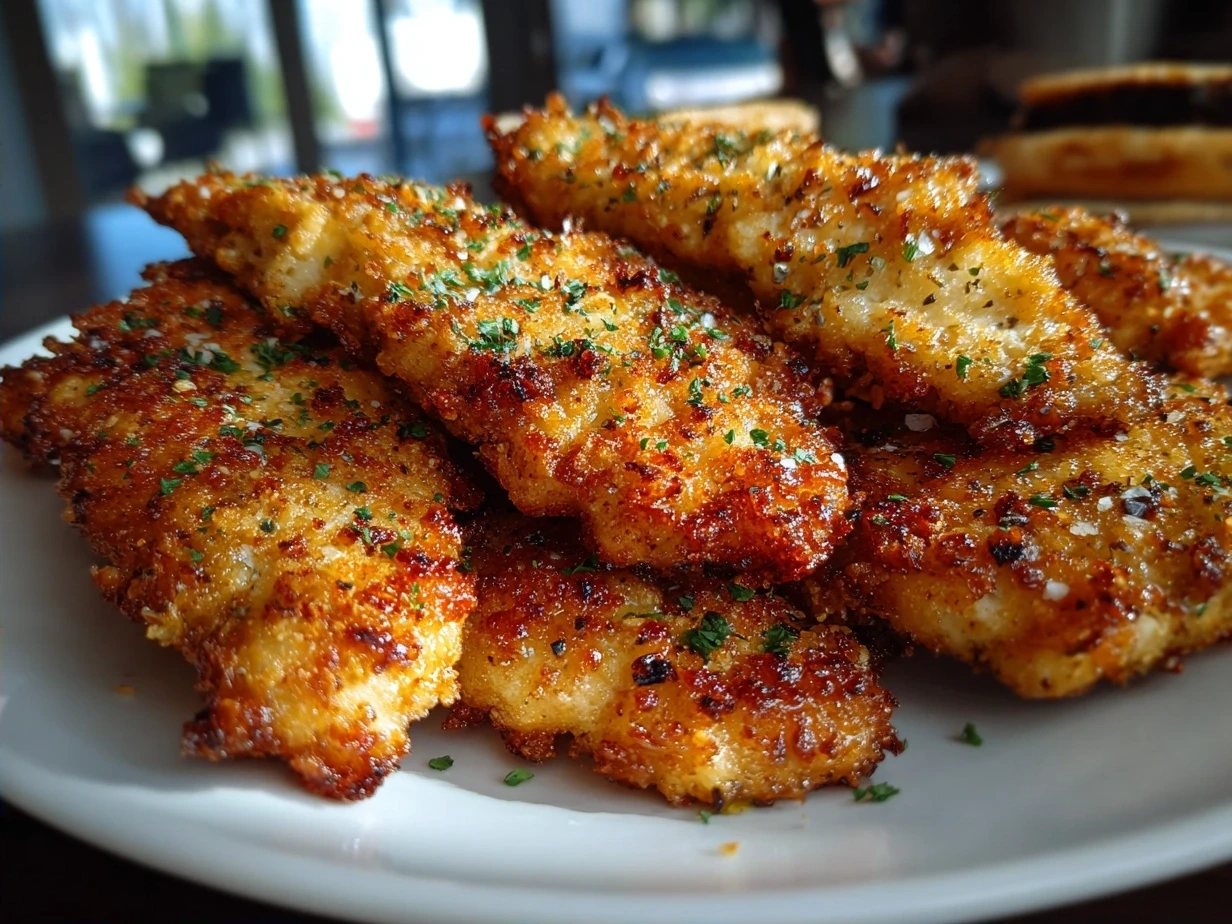 A plate of crispy gluten free chicken tenders ready to serve