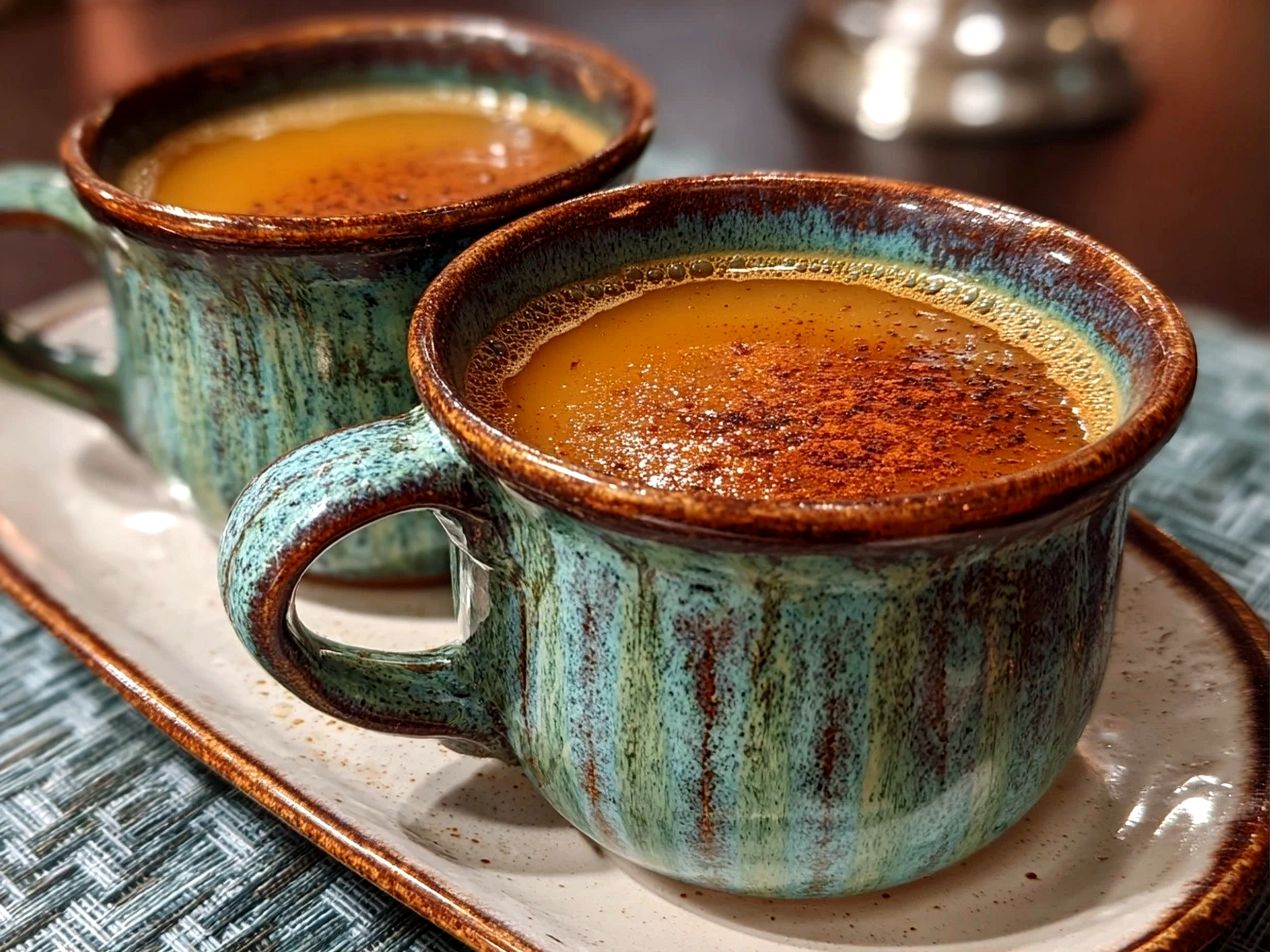 Home-cooked Spiced Hot Apple Cider in warm ceramic mugs