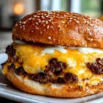 Home cooks, taken with iPhone 15 Pro. Close-up slight angle of homemade cheeseburger baked on white plate. Mouthwatering --ar 4:3 --style raw --s 240