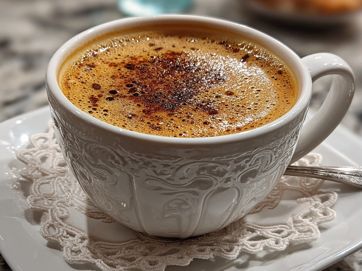 Finished Hot Buttered Rum in a mug with cinnamon stick garnish
