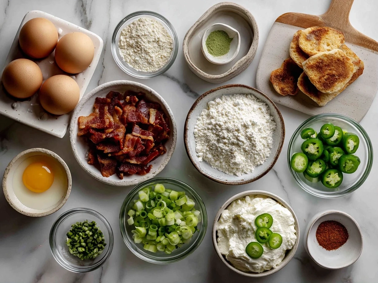 Ingredients needed to make bacon jalapeño cream cheese balls