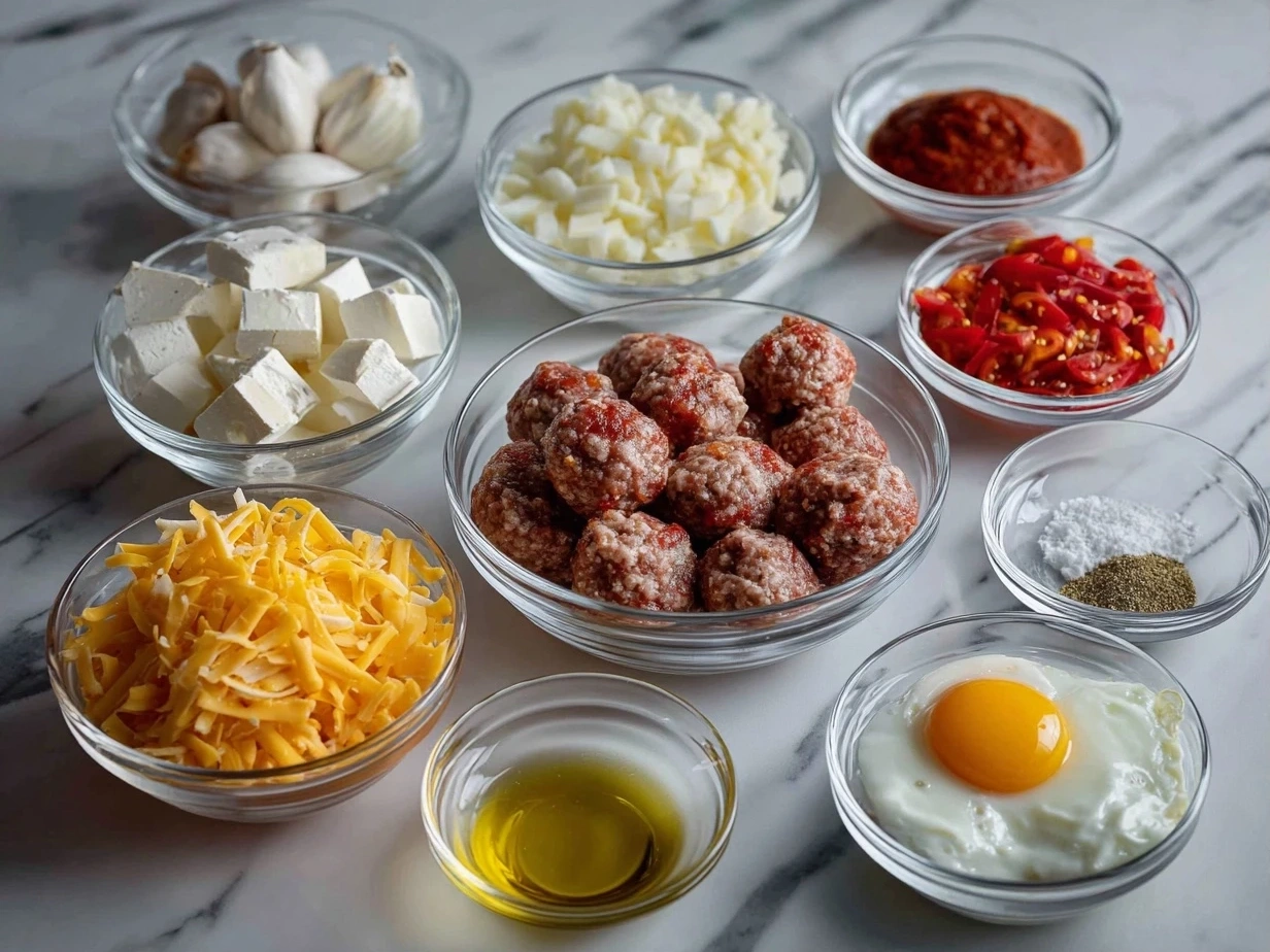 Ingredients needed to make Cheesy Rotel Sausage Balls