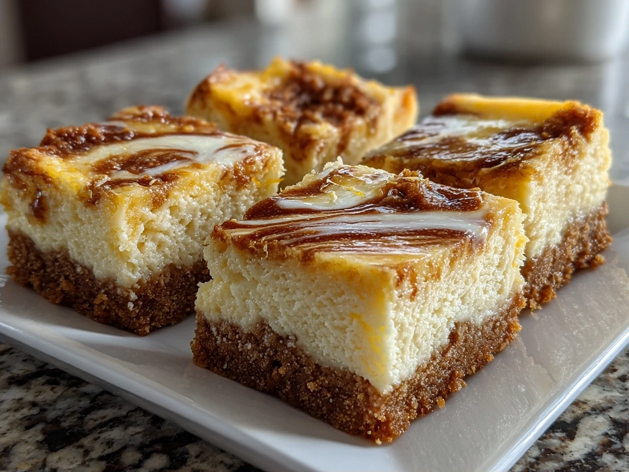 Lemon Marbled Cheesecake Bars on a plate