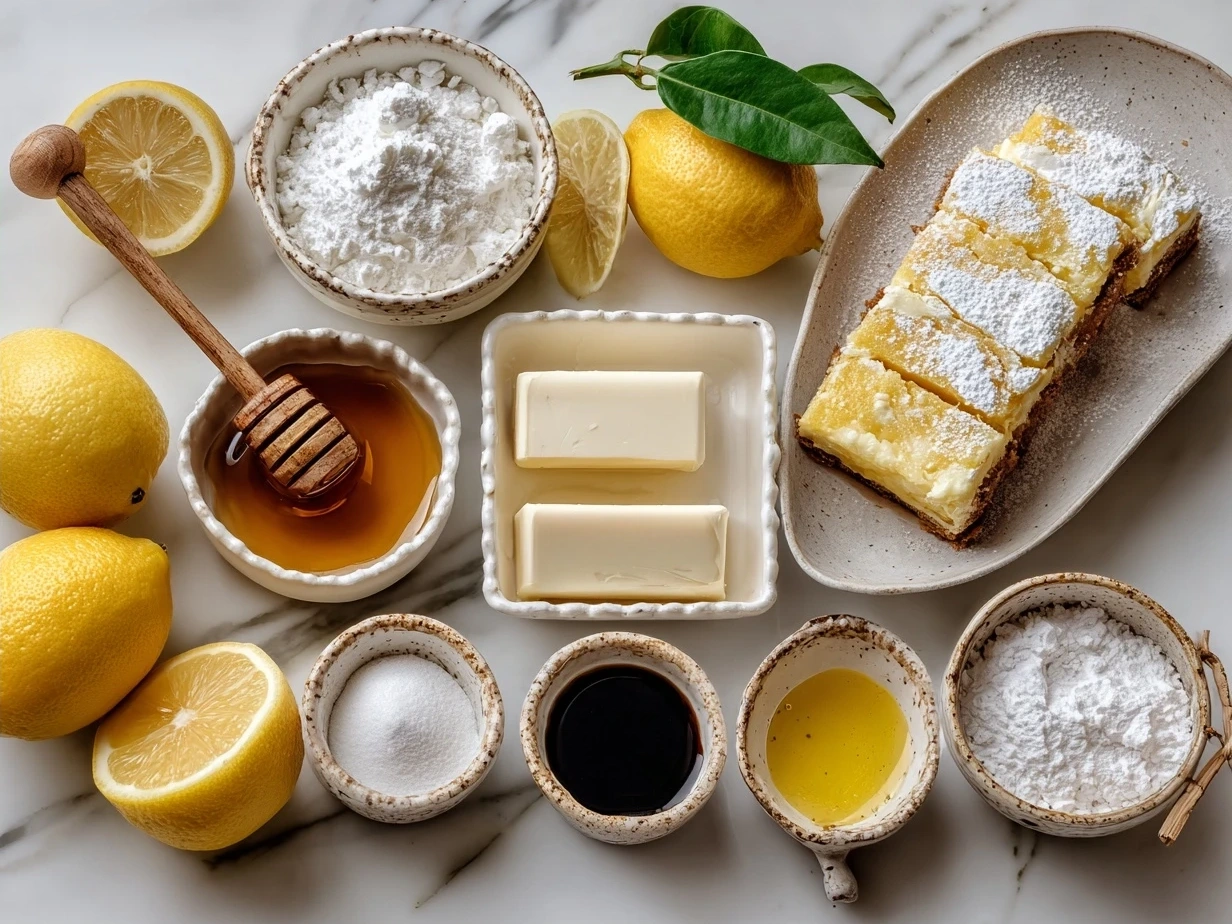 Ingredients for Lemon Marbled Cheesecake Bars