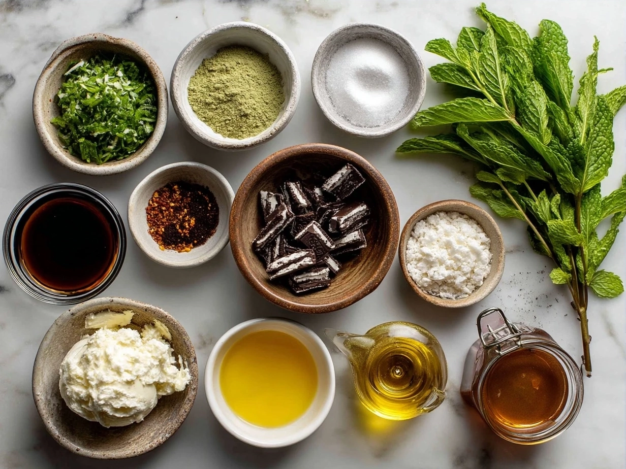 Ingredients for Mint Oreo Balls including crushed Oreos and cream cheese