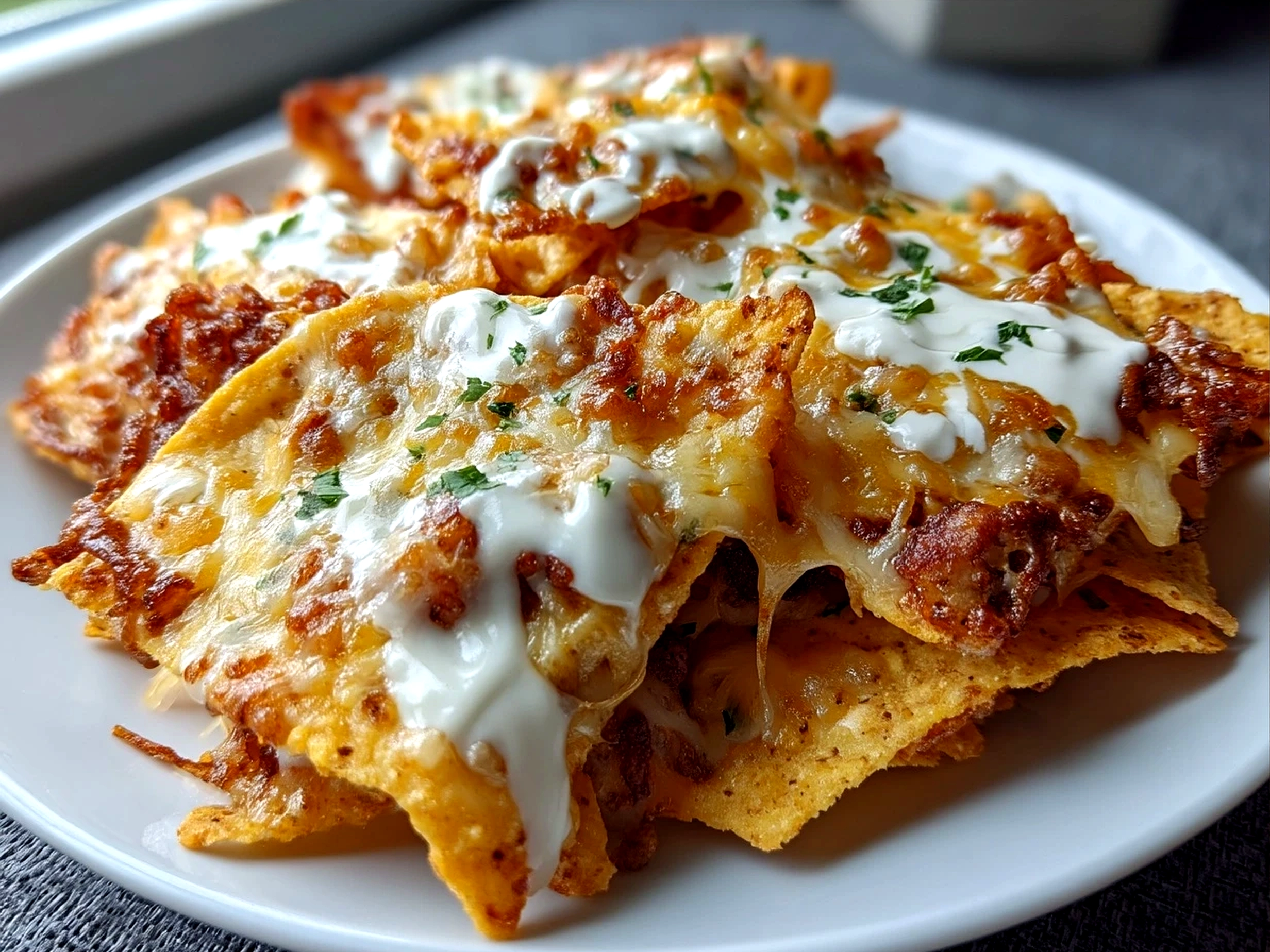 Creamy Nacho Cheese Sauce served as a dip with tortilla chips.