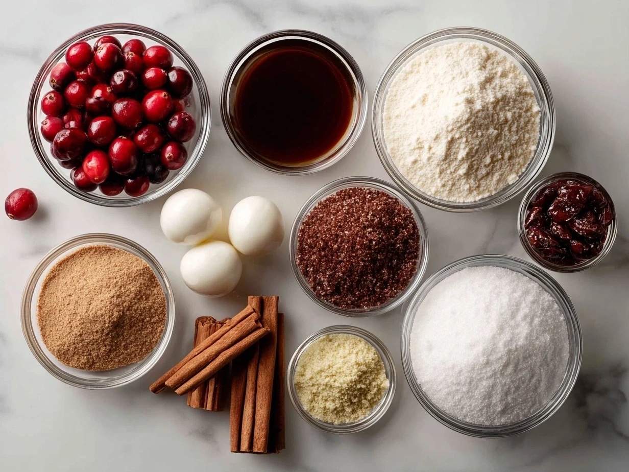 Ingredients for No-Added-Sugar Sugared Cranberries including fresh cranberries and natural sweeteners