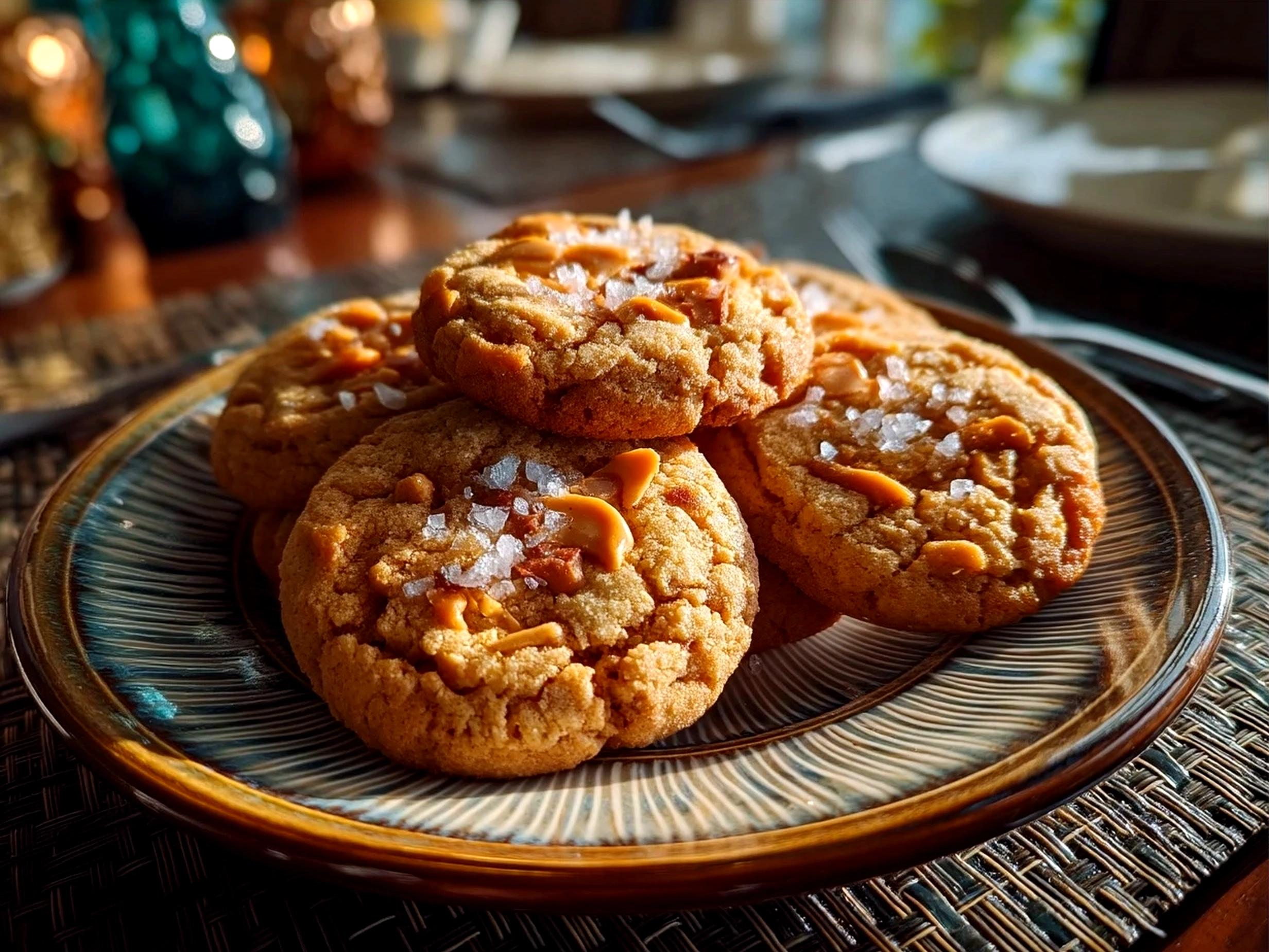 Freshly baked peanut butter cookies served on a plate, perfect for sharing with family