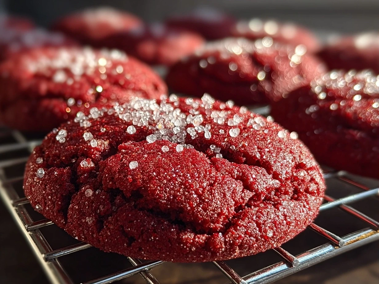 Finished Red Velvet Sugar Cookies with cream cheese frosting
