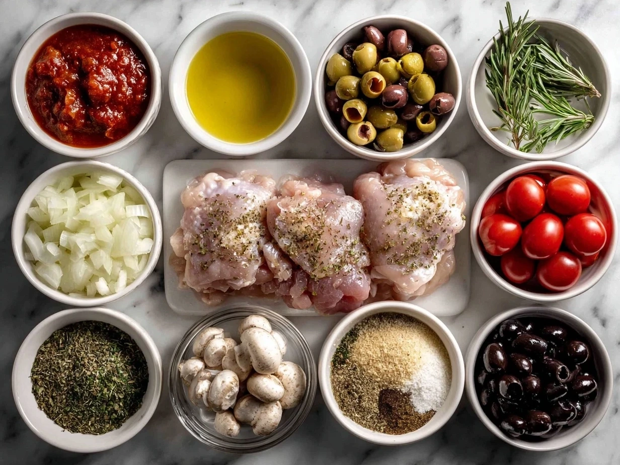 Ingredients for slow cooker chicken cacciatore recipe