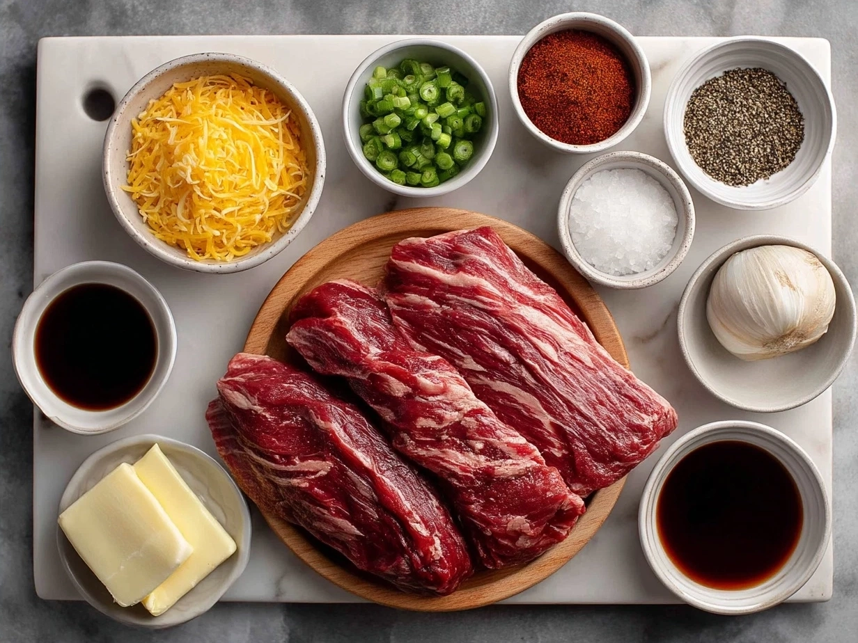 Ingredients laid out for Slow Cooker Mexican Shredded Beef