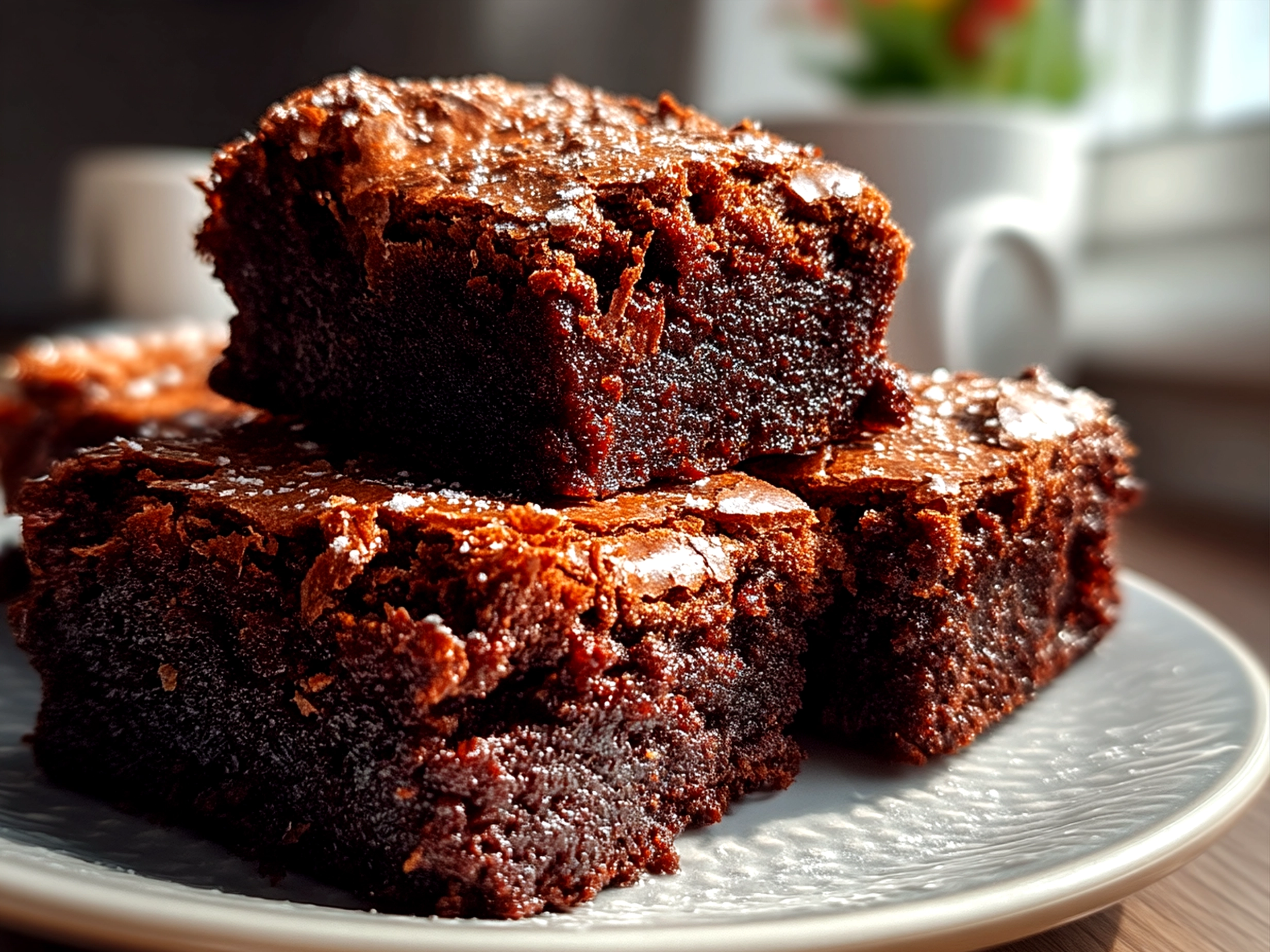 Serving Vegan Brownies with coconut whipped cream and fresh berries on a plate