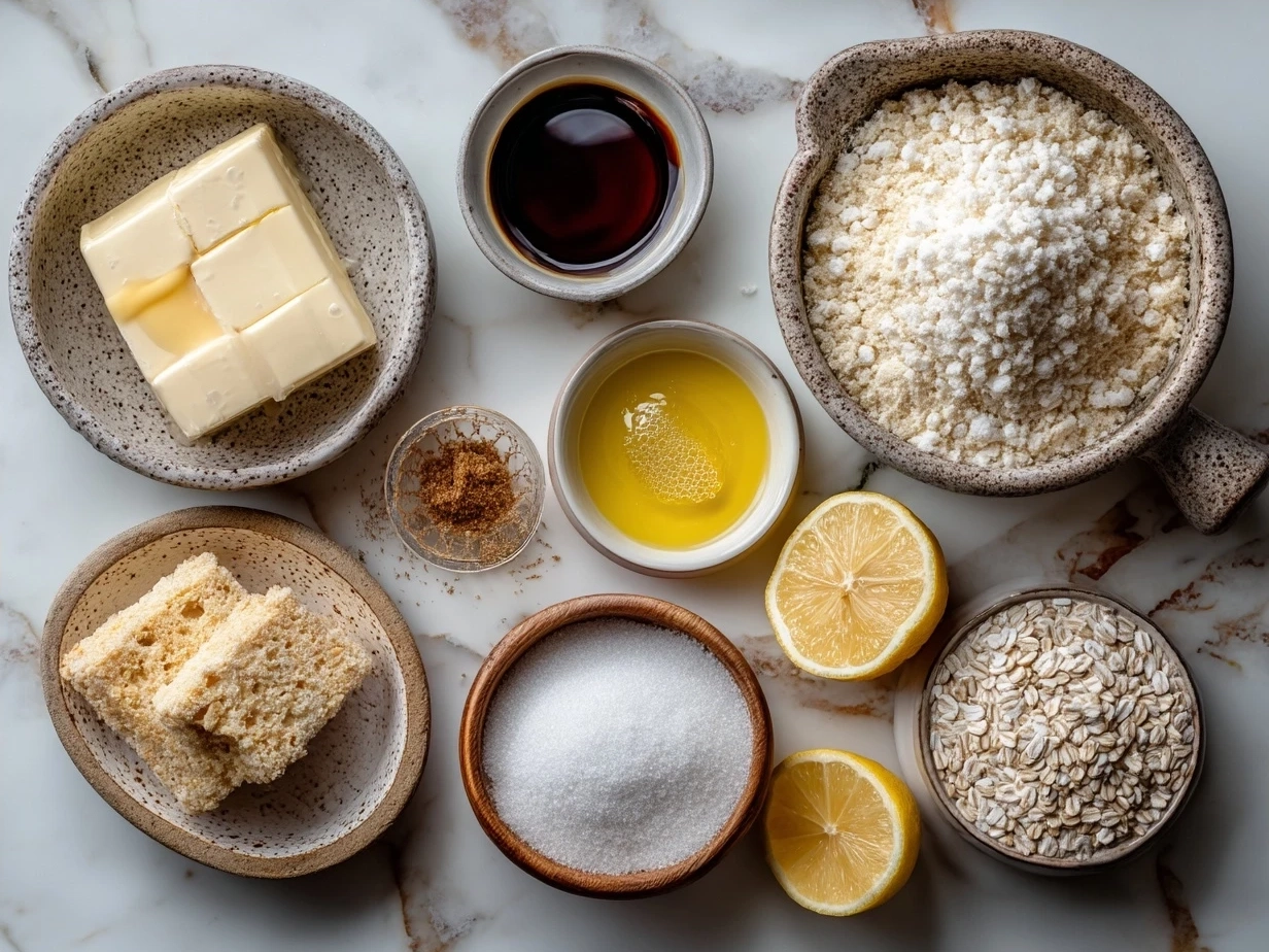 Ingredients for Zesty Lemon Rice Krispie Treats arranged neatly on a kitchen counter