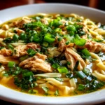 Beautiful homemade Ginger Scallion Chicken Noodle Soup