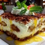 Beautiful Limoncello Tiramisu on white plate