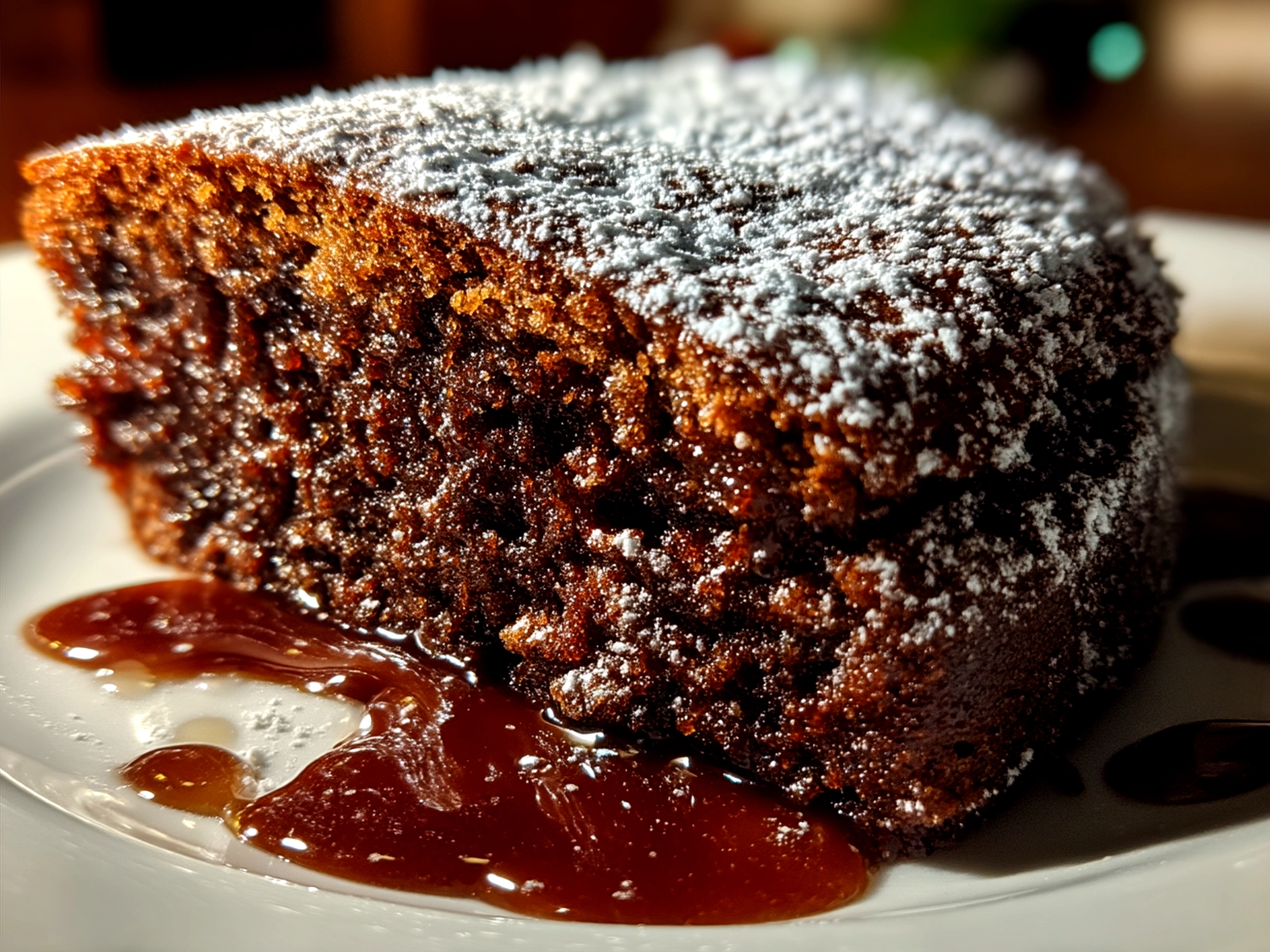 A slice of frosted chocolate cake served with ice cream and berries