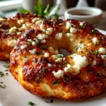 Close-up of freshly prepared Keto Cottage Cheese Bagels on white plate