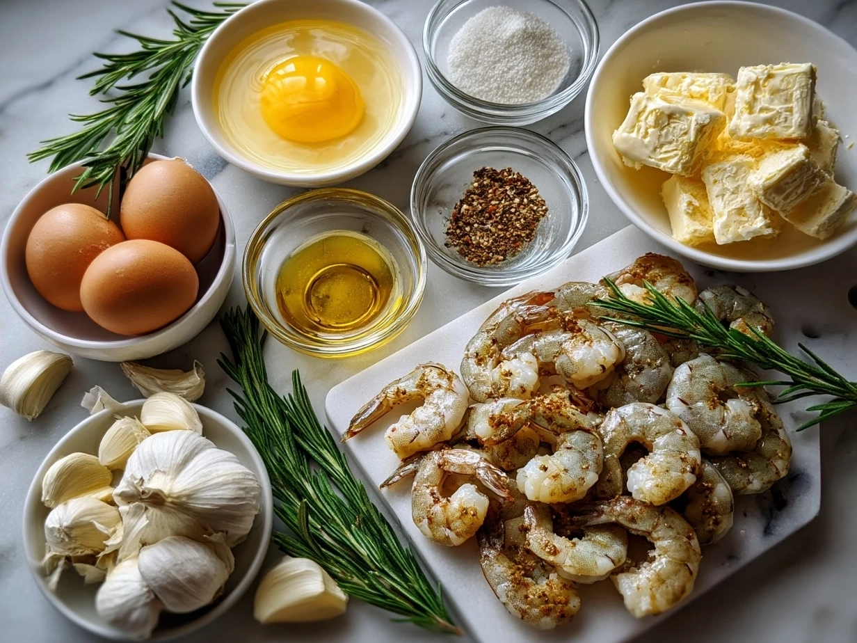 Ingredients for creamy garlic butter shrimp