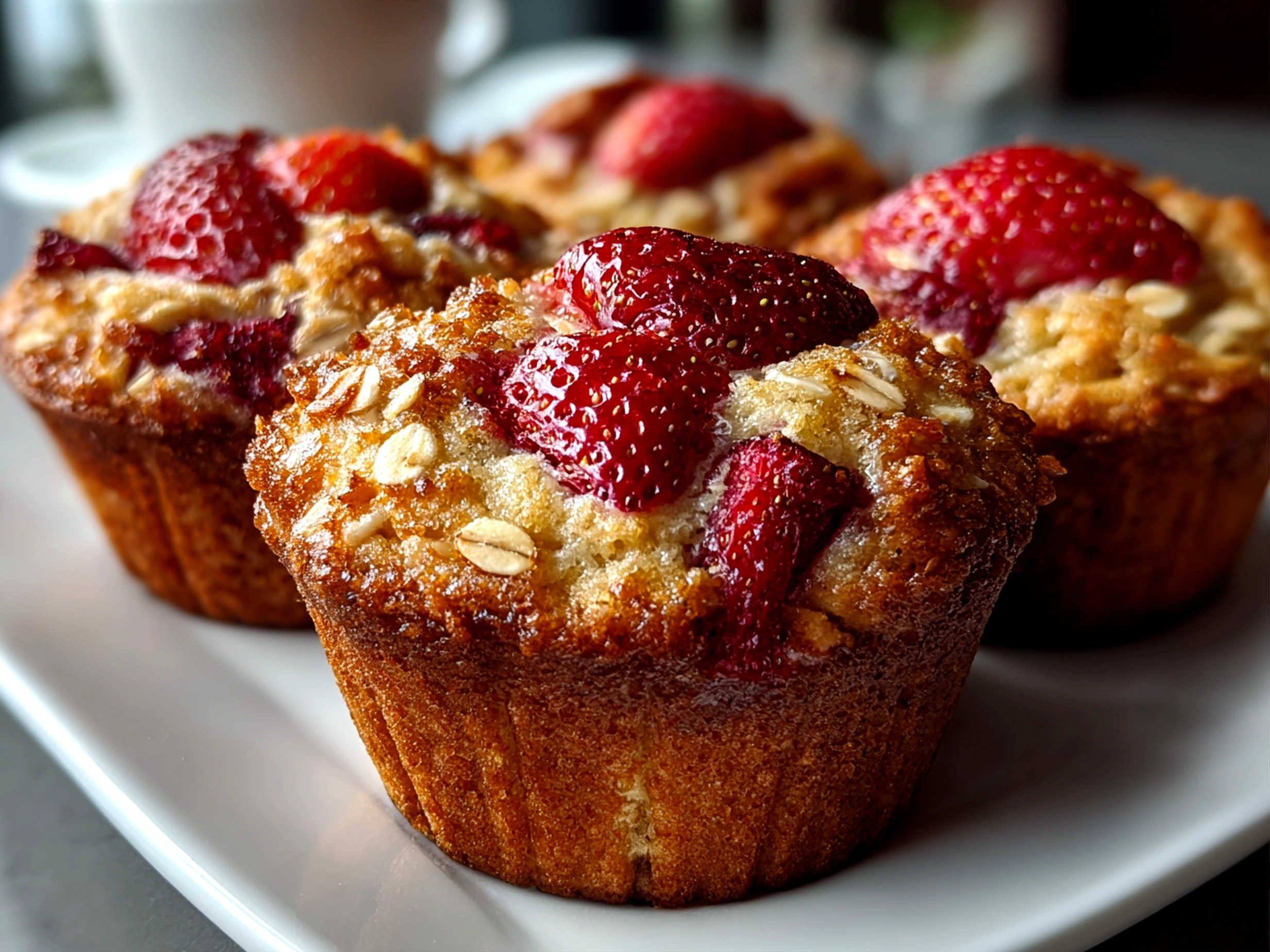 Delicious freshly prepared Strawberry Oatmeal Muffins