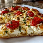 Fresh homemade cottage cheese flatbread pizza