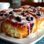 Freshly baked Blueberry Lemon Sourdough Sweet Rolls