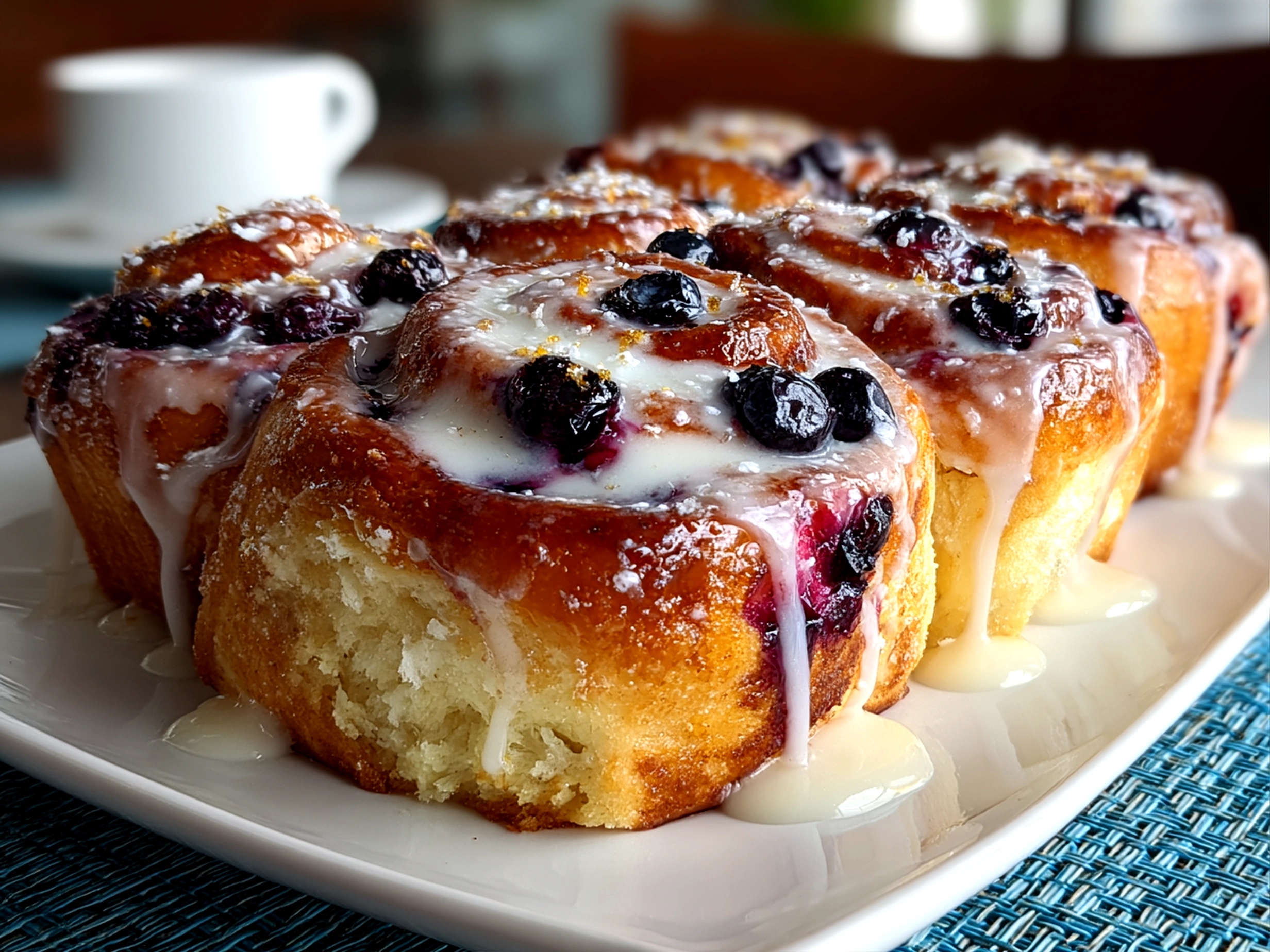 Freshly baked Blueberry Lemon Sourdough Sweet Rolls