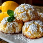 Freshly baked limoncello cookies on white plate