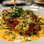 freshly prepared Cajun Cream Sauce on white plate